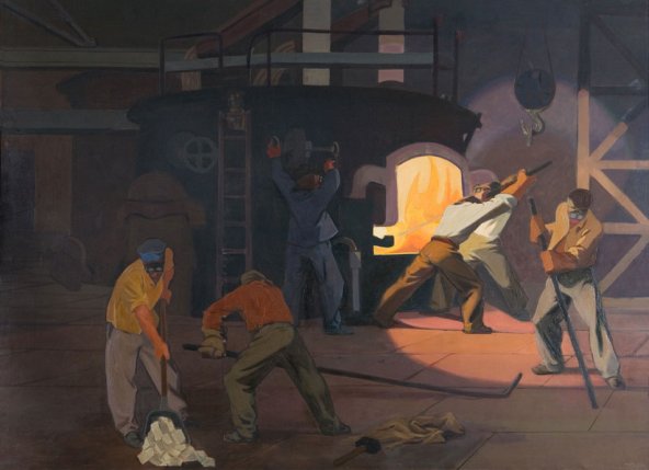Le four électrique dans une usine de locomotive, 1949, Boris Taslitzky